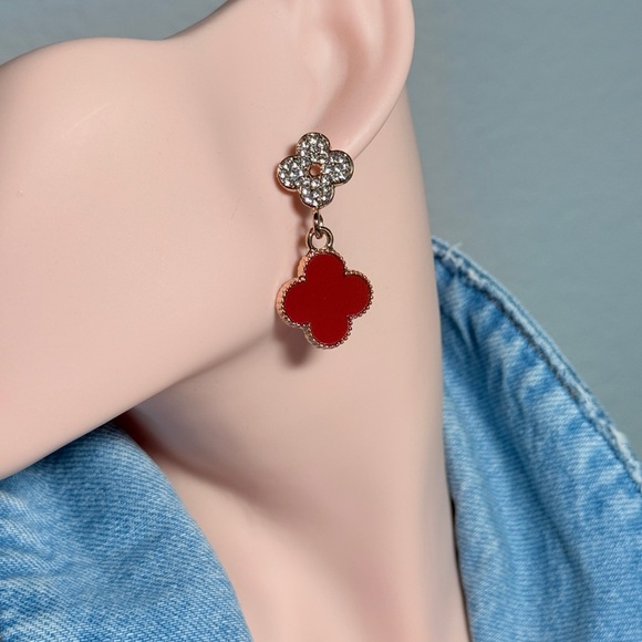 ⚜️ Alhambra Style  Cloves Earrings with Zirconia 💎 - Picture 5 of 5